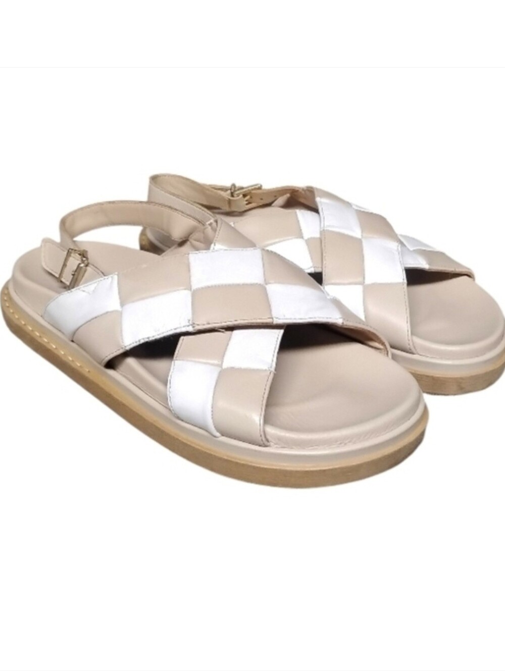 ALOHAS | Marshmallow Scacchi Chunky Leather Sandals in Size EU 41 / US 11